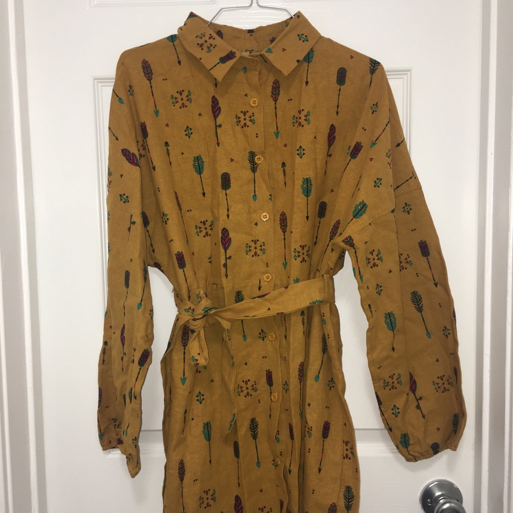 Print short shirt dress